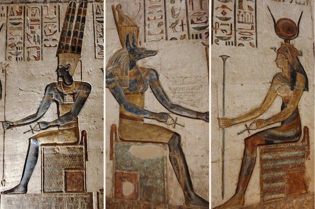 Les divinités égyptiennes en majesté : Amon-Rê, Anubis et Hathor sur les parois des temples