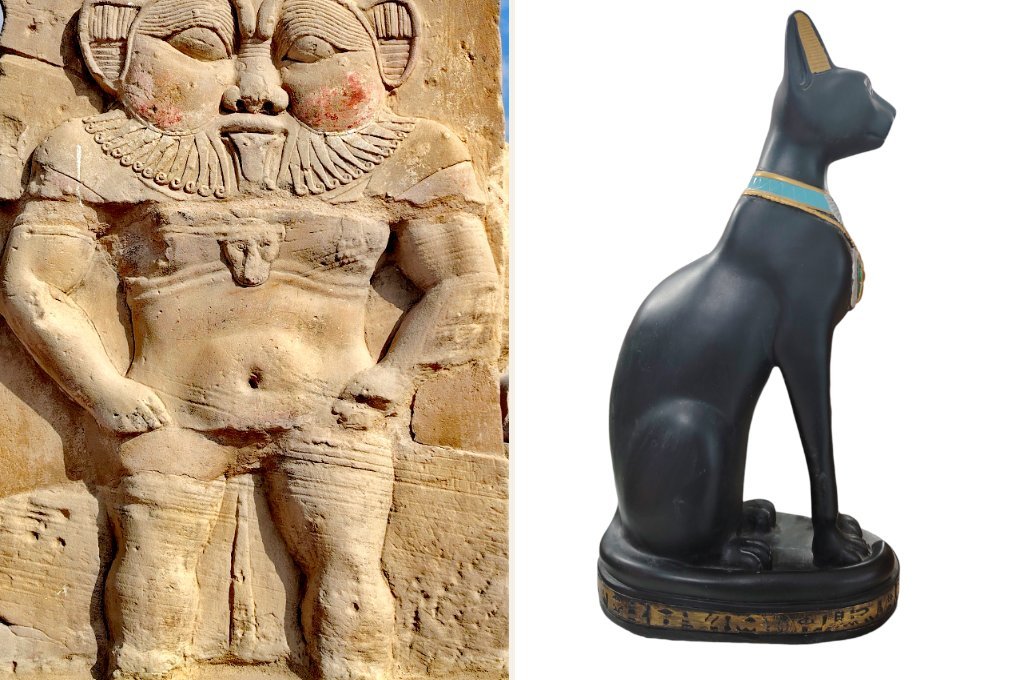 Les divinités égyptiennes du foyer : Bès le protecteur et la chatte Bastet